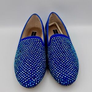 STEVEN MADDEN Royal Blue Women’s Rhinestone Studded Flats SIZE 7W NEW